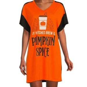 Celebrate Halloween Orange/Black Witches Brew Pumpkin Spice Graphic Sleepshirt